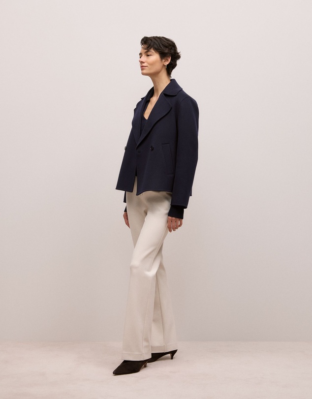 Trenery - Double Faced Wool Peacoat in Night Sky