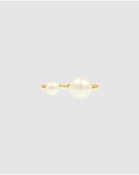 Elli Jewelry - Ring Modern Open with Freshwater Pearls in 925 Sterling Silver Gold Plated