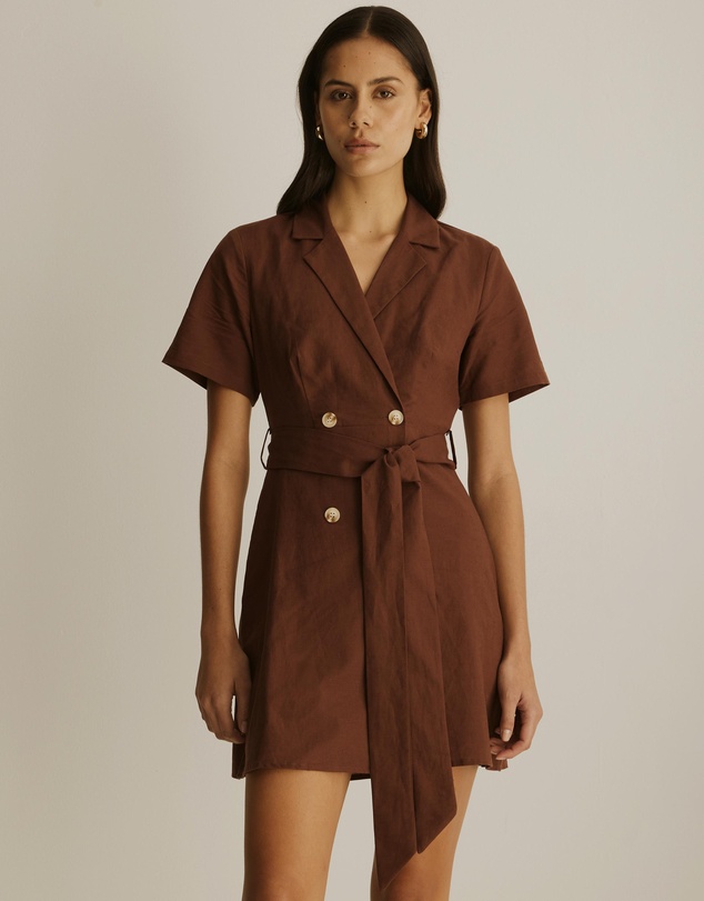 Atmos&Here - Lia Linen Blend Blazer Mini Dress