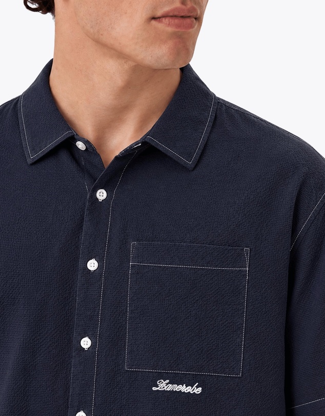 Zanerobe - Seersucker Box Crop Shirt Navy