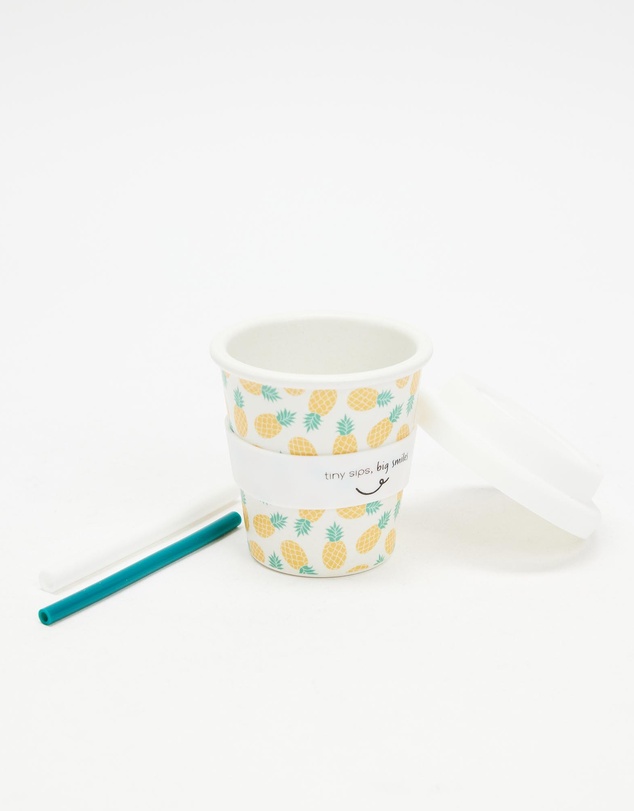 itti bitti - Reusable Baby Cino Cup with 2 Straws - Pineapple Delight