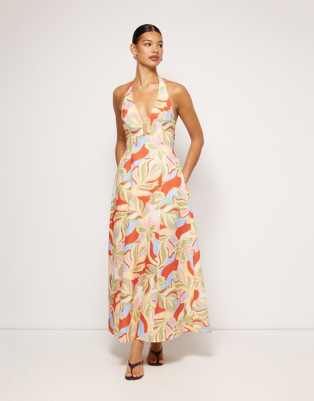 AERE - Brooke Linen Halter Midi Dress