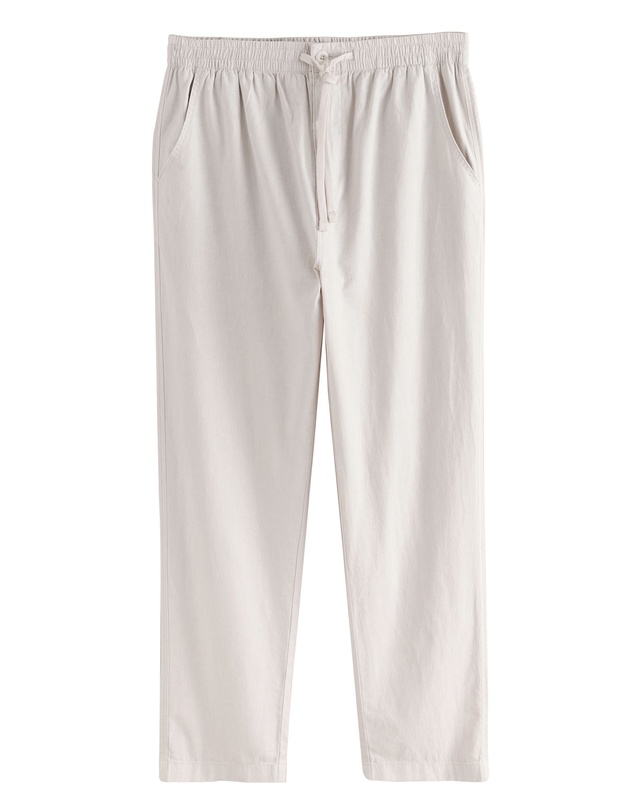 NEXT - Linen Cotton Elasticated Drawstring Trousers Regular Fit