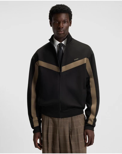 HUGO - Relaxed-Fit Zip-up Sweatshirt With Chevron Tape