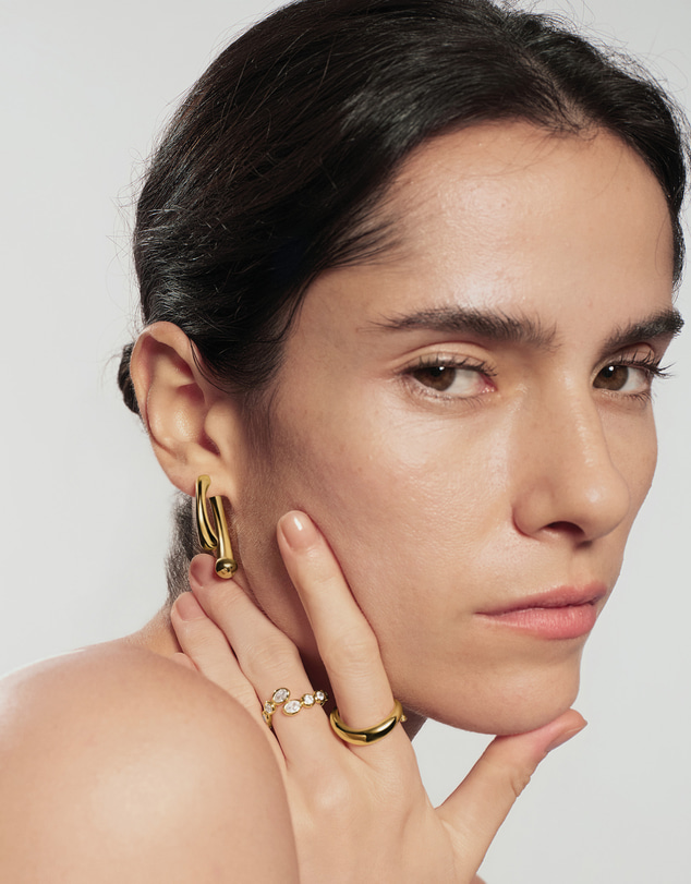 Ania Haie - Gold Sculptural Arc Hoop Earrings