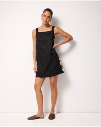 AERE - Quinn Embroidered Linen Mini Dress