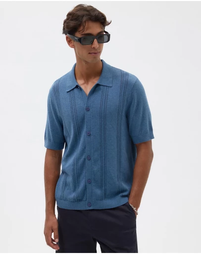 AERE - Silk Blend Textured Stripe Knit Shirt