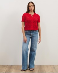 Atmos&Here - Hani Short Sleeve Open Knit Cardigan