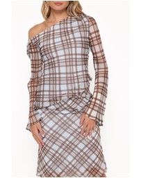 Petal & Pup - Caitriona Cowl Neck Top - Blue Plaid