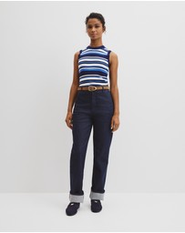 Country Road - Australian Merino Crew Neck Stripe Knit Tank