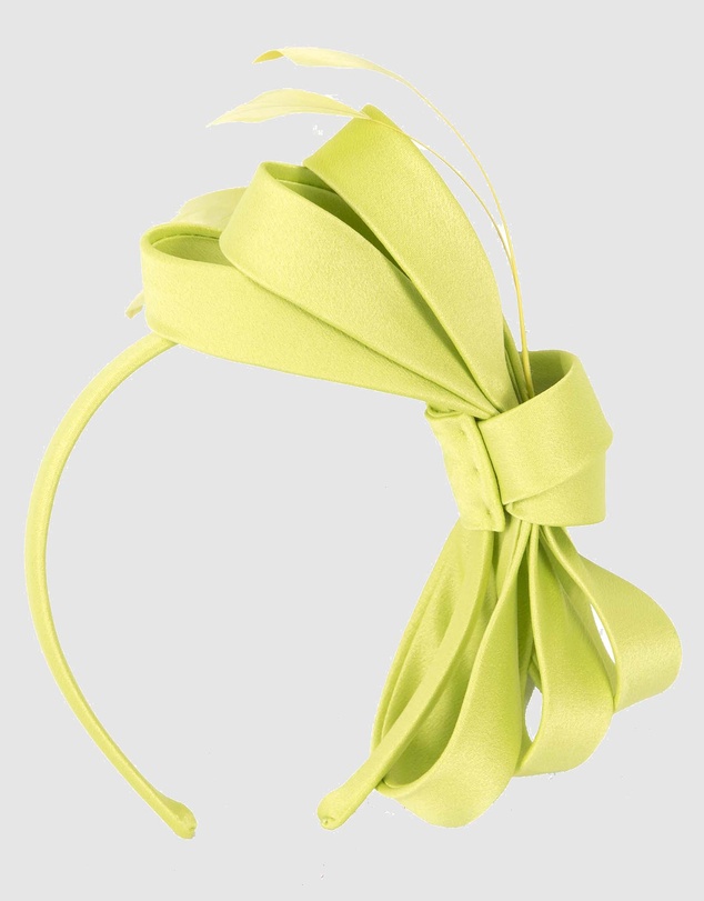 Max Alexander - Large Lime Satin Bow Racing Fascinator