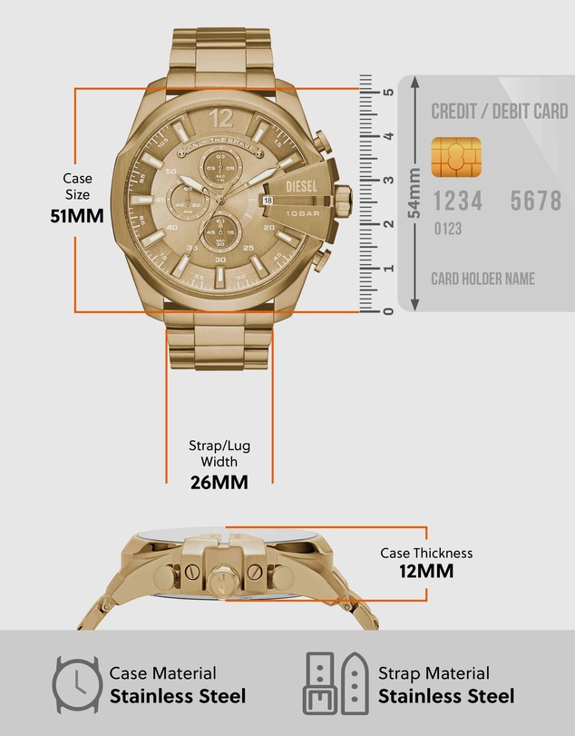 Diesel - Mega Chief Gold-Tone Chronograph Watch