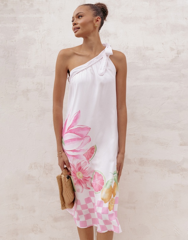 Petal & Pup - Reagan One Shoulder Midi Dress - Pink