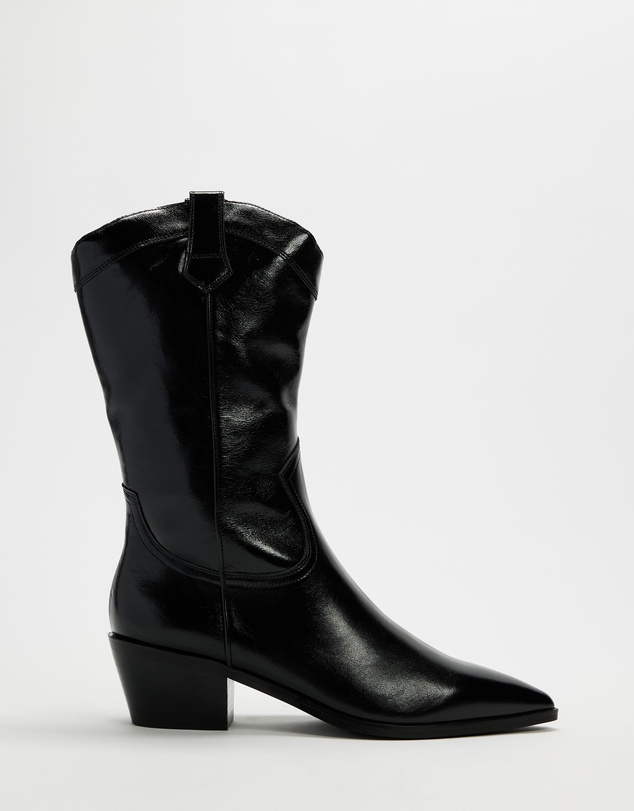 AERE - Rozalia Leather Cowboy Ankle Boots
