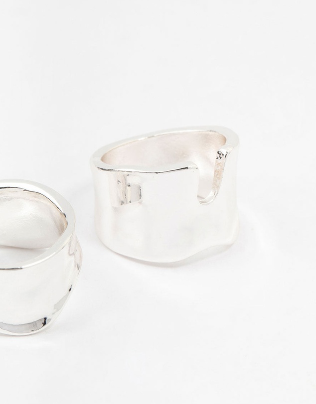 Lovisa - Silver Plated Large Molten Rings 2-Pack