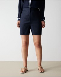 Trenery - Stretch Linen Blend Longline Short in Night Sky