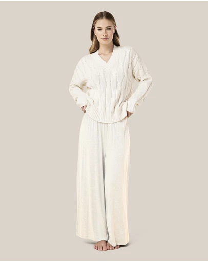 Papinelle - Cotton Cashmere Cable V-Neck Jumper