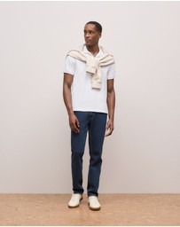 Trenery - Pique Monogram Short Sleeve Polo in White