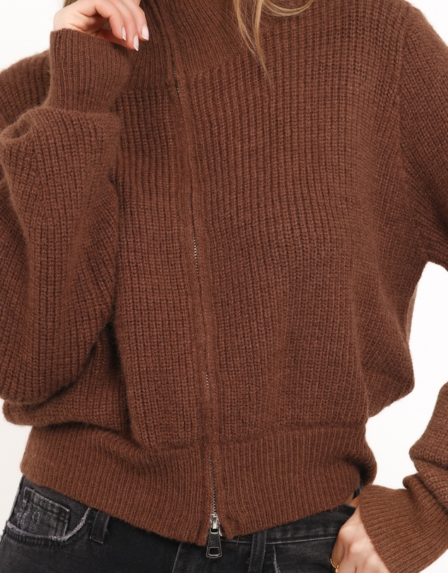 Petal & Pup - Kourtney Zip Cardigan - Brown