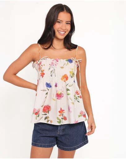 Petal & Pup - Indira Pleated Top With Shoulder Ties - Multi