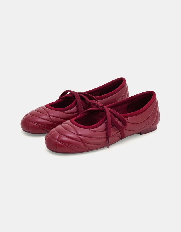 JW PEI - Erika Topstitching Lace-up Ballet Flats
