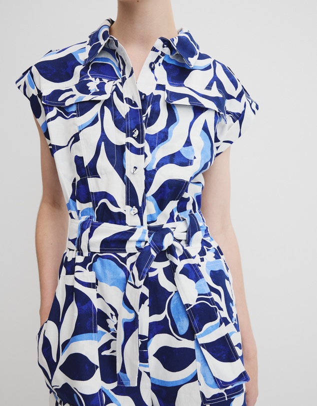 Country Road - Linen Print Utility Playsuit