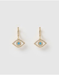 Izoa - Evil Eye Huggie Earrings