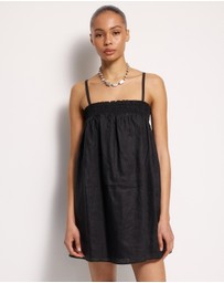 AERE - Amba Shirred Linen Mini Dress