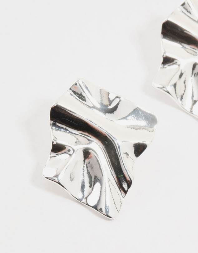 Lovisa - Silver Plated Warped Metal Stud Earrings