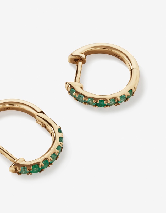 Michael Hill - Huggie Earrings with Emerald in 10kt Yellow Gold