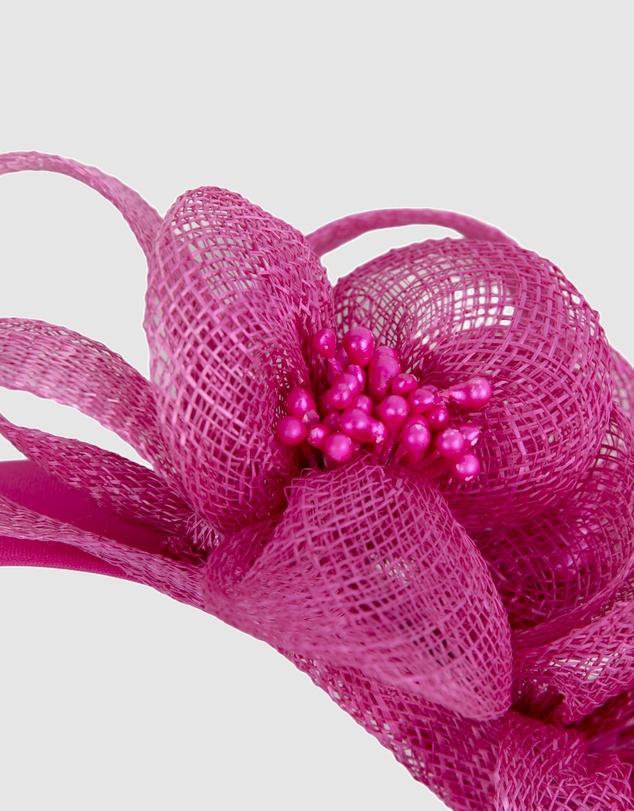 Max Alexander - Small Fuchsia Sinamay Flowers Fascinator