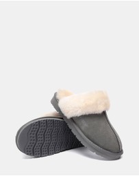 EVERAU - EverAU Ugg Muffin Slipper Suede Cow Suede Upper House Shoes