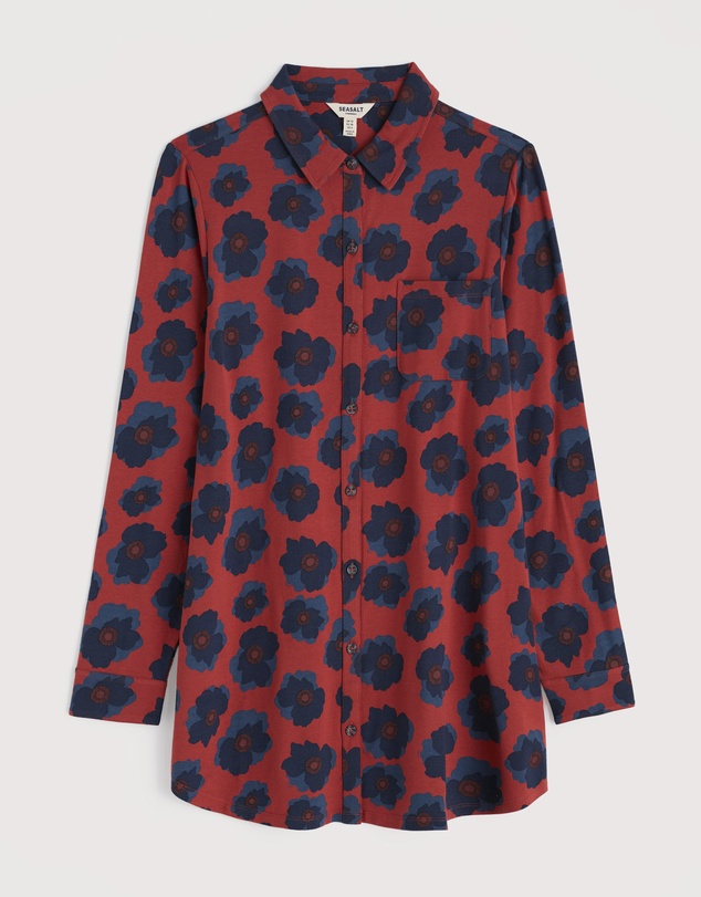 Seasalt - Seasalt Cornwall Red Dove Plant Jersey Button-Through Tunic