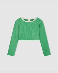 Zulu & Zephyr Mini - Mini Stripe Rib Crop Rashie - Kids-Teens