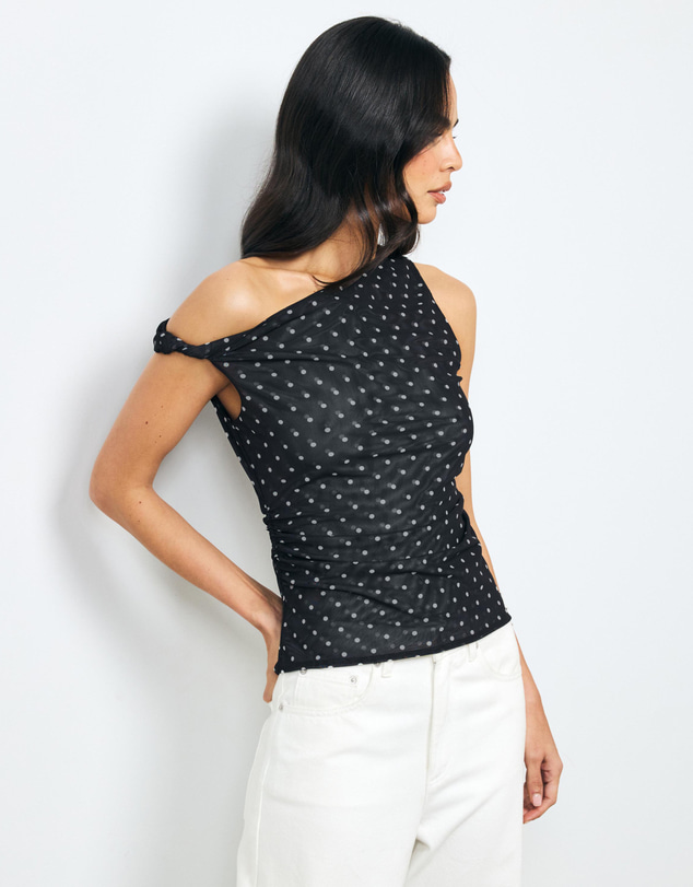 AERE - Chloe Mesh SS Off Shoulder Top