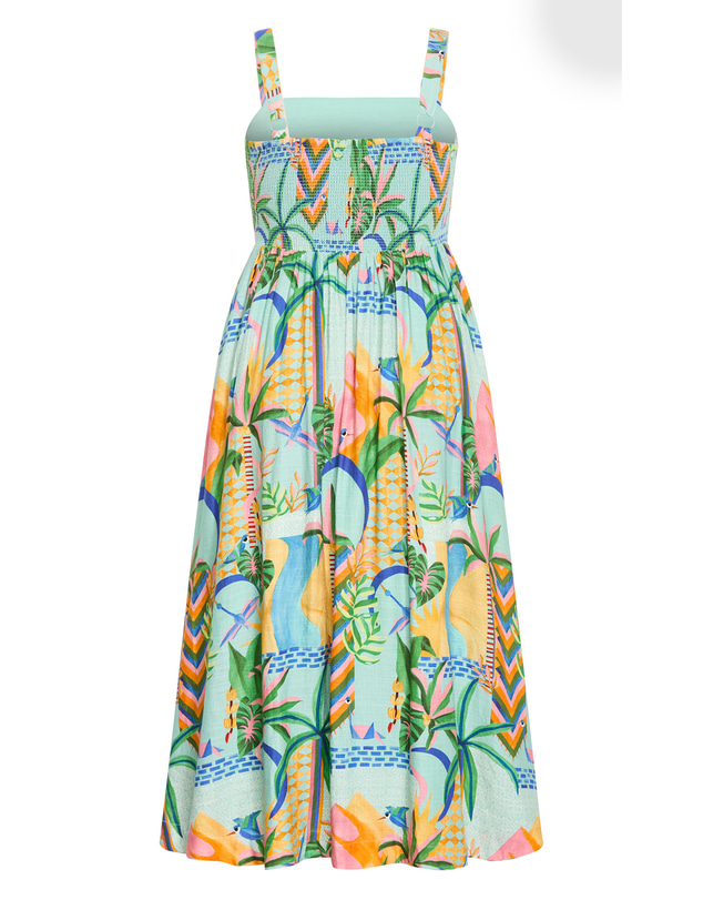 City Chic - Plus size Positano Print Maxi Dress - mint
