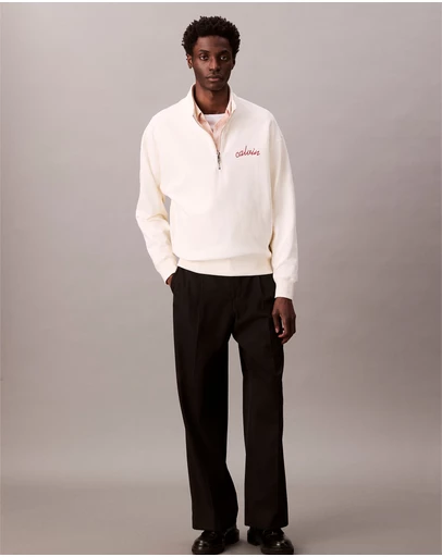 Calvin Klein Jeans - Embroidered Logo French Terry Quarter Zip Sweatshirt