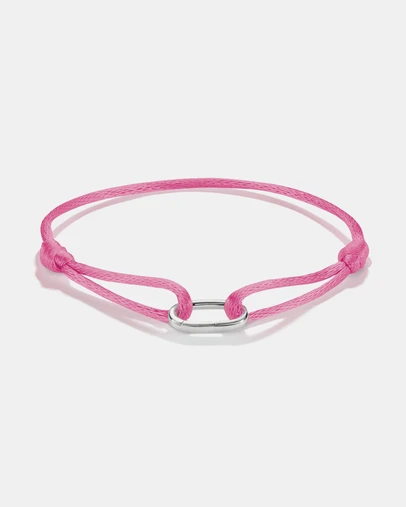 THOMAS SABO - Pink Textile Charm Club Bracelet with Silver-Plated Clasp