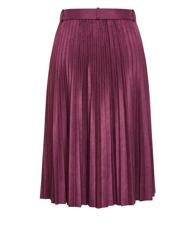 City Chic - Plus size Sueded Pleat Midi Skirt - bordeaux