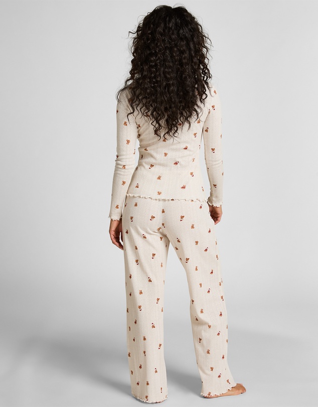 Hunkemoller - Long Sleeve Pointelle Bear PJ Set