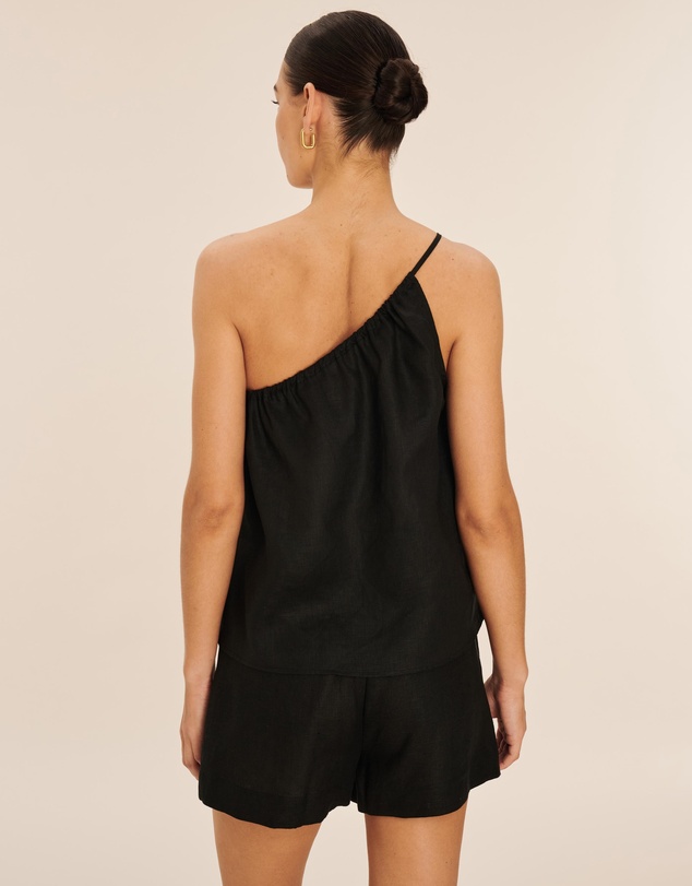 AERE - Linen Gathered One Shoulder Top