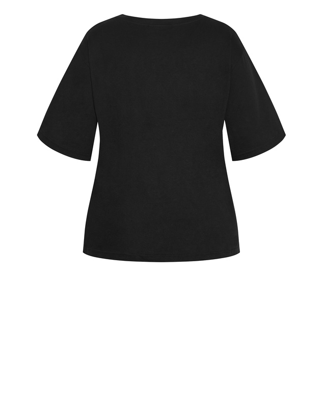 City Chic - Plus size Oversized V Neck Tee - black