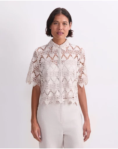 Sportscraft - Ariana Lace Cropped Shirt