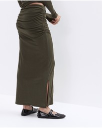 UNISON - Ruched Mesh Maxi Skirt