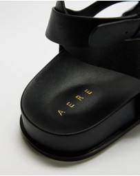 AERE - Leather Crossover Footbed Sandals