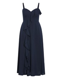 City Chic - Plus size Catalina Ruffle Maxi Dress - navy