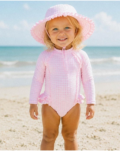 Minihaha - Pink Gingham LS Sunsuit - Kids