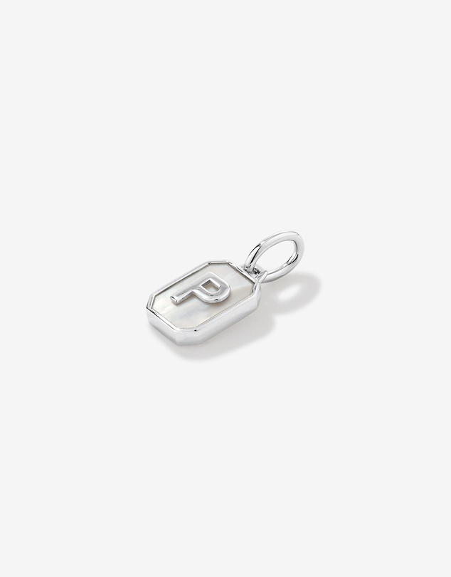Michael Hill - Letter P Mother of Pearl Initial Pendant in Sterling Silver