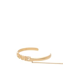 Pre-Loved by Azura Reborn - Pre-Loved CC Gold Plated Rhinestone Logo Cuff Bracelet and Ring Set