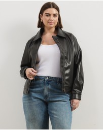 Atmos&Here Curvy - Renna Faux Leather Bomber Jacket